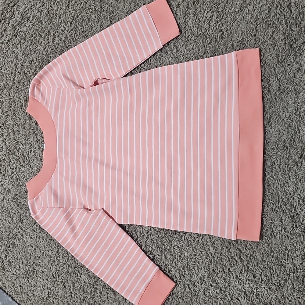 NWT Bydesign Top 3/4 Sleeve Scoop Neck Tunic Large Stripe Stretch Crewneck - Picture 5 of 5